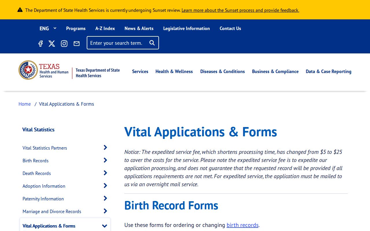 Del Rio residents directory Texas vital records application forms
